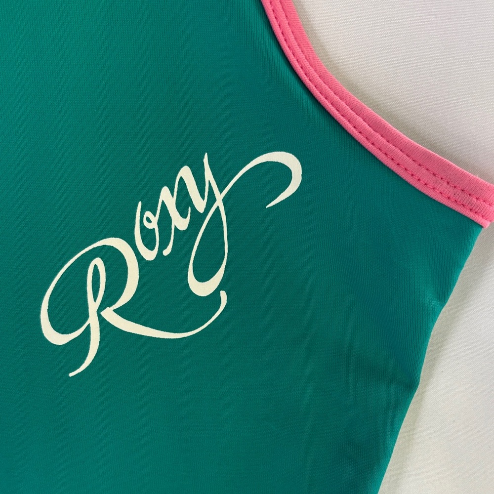 ROXY WHOLE HEARTED UVtech WOMEN’ TEAL WITH PINK TRIMMING SLEEVELESS TOP SIZE 10 - Picture 9 of 14